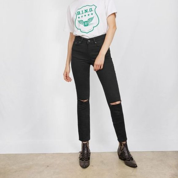 Anine Bing Brodie Distressed Mid-Rise Skinny Jeans - Picture 2 of 8